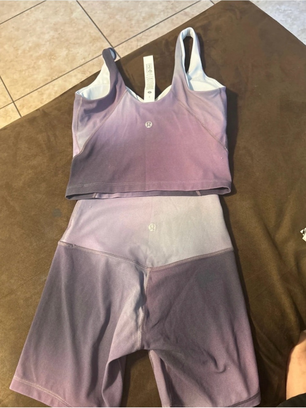 lululemon athletica Purple Ombre Seamless Sports Bra & High-Rise Shorts Set